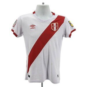 Umbro FPF FIFA World Cup Russia 2018 Peru White Red Football Jersey Womens Large